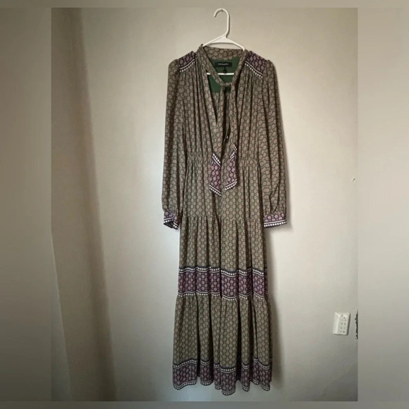 BCBG MAXAZRIA Cocktail Dress with Long Sleeves and Functional Neck Tie size S - Picture 5 of 6